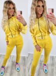 Dres welurowy bluza zamek + spodnie żółty K92  