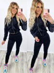Dres welurowy bluza zamek + spodnie czarny K92