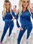 Dres welurowy bluza + spodnie niebieski K93 