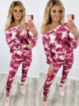 Dres welurowy kolorowy bluza na ramię + spodnie 03 K94  