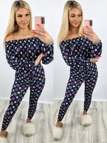 Komplet bluza hiszpanka + spodnie wzór DF K124   