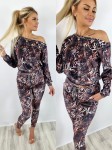 Komplet welurowy bluza na ramię + spodnie wzór K129 