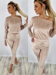 Komplet welurowy bluza na ramię + spodnie wzór grecki K129 