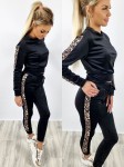 Komplet welurowy lampas panterka czarny K131