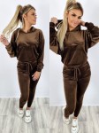 Dres welurowy bluza + spodnie czekoladowy K139   