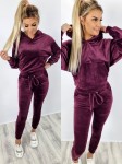 Dres welurowy bluza + spodnie bordowy K139  