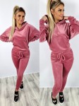 Dres welurowy bluza + spodnie różowy K139 