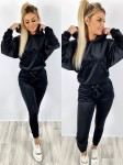 Dres welurowy bluza + spodnie czarny K139