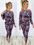 Komplet welurowy bluza + legginsy modny wzór K142    