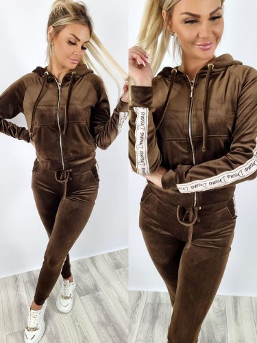 Dres welurowy lampas dreams czekoladowy K128   