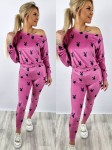 Komplet welurowy bluza + legginsy króliczki różowy K142   