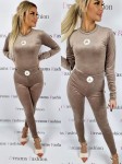 Komplet welurowy bluzka + legginsy mocca LA K148   