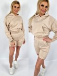 Komplet bawełniany bluza + spodenki kremowy K165 