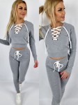 Komplet bluza dekolt wiązany + spodnie szary K166
