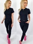Komplet prążek t-shirt + spodnie czarny K171
