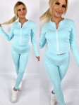 Komplet prążek bluza na zamek + legginsy lazurowy K170