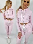 Dres bawełniany bluza wiązana + spodnie róż melange K168 