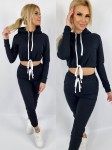 Dres bawełniany bluza wiązana + spodnie czarny K168