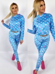 Komplet welurowy legginsy + bluza minnie DF niebieski K176 