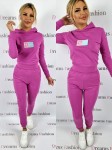 Dres bawełniany bluza naszywka + spodnie jagodowy K184 