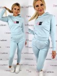 Dres bawełniany bluza naszywka + spodnie błękitny K184 