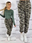 Komplet bluzka prążek + bojówki moro oliwka K23