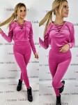 Komplet welur bluza wiązana + legginsy różowy K26