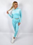 Dres welurowy bluza + spodnie lampas złoty błękit K179  