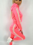 Dres welurowy bluza + spodnie lampas złoty neon róż K179 