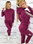 Dres bordowy bluza kaptur + bojówki ozdobna guma K02 