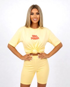 Komplet damski t-shirt kolarki żółty5.jpg