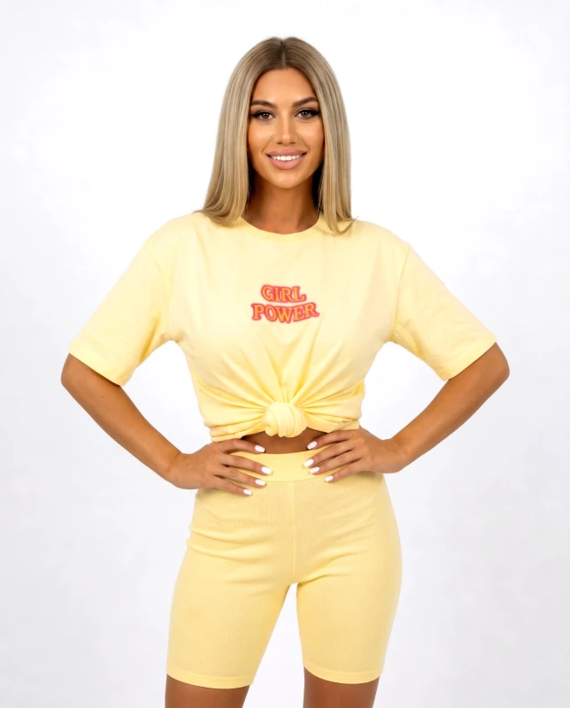 Komplet damski t-shirt kolarki żółty5.jpg