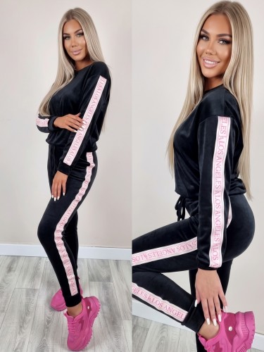Dres welurowy lampas los angeles czarny K48