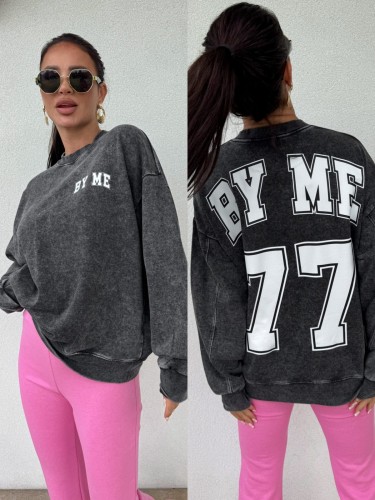 Dekatyzowana bluza 77 czarny