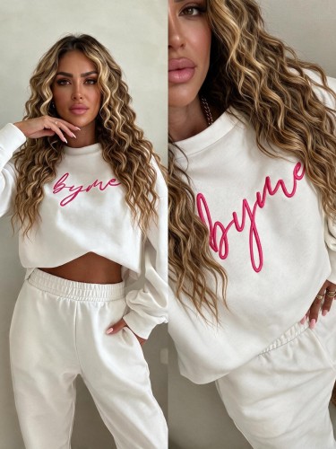 Bluza dresowa różowe LOGO ecru