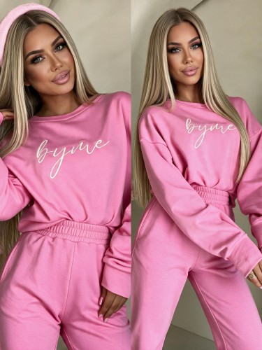 Bluza dresowa LOGO mocny róż