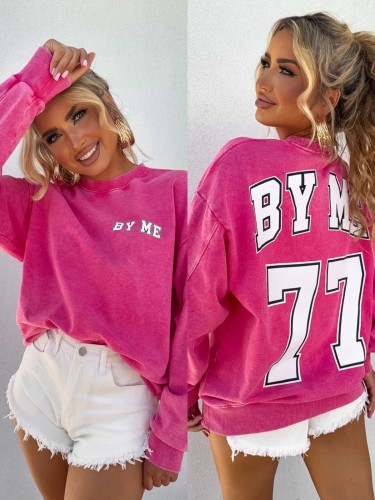 Dekatyzowana bluza 77 różowa