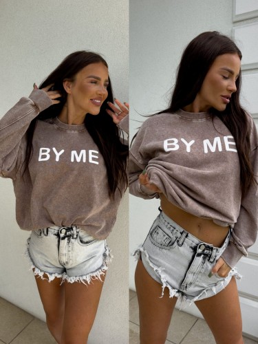 Dekatyzowana bluza DOSE ciemny beż