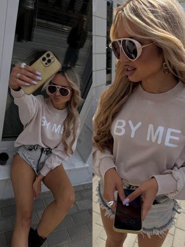 Dekatyzowana bluza DOSE jasny beż
