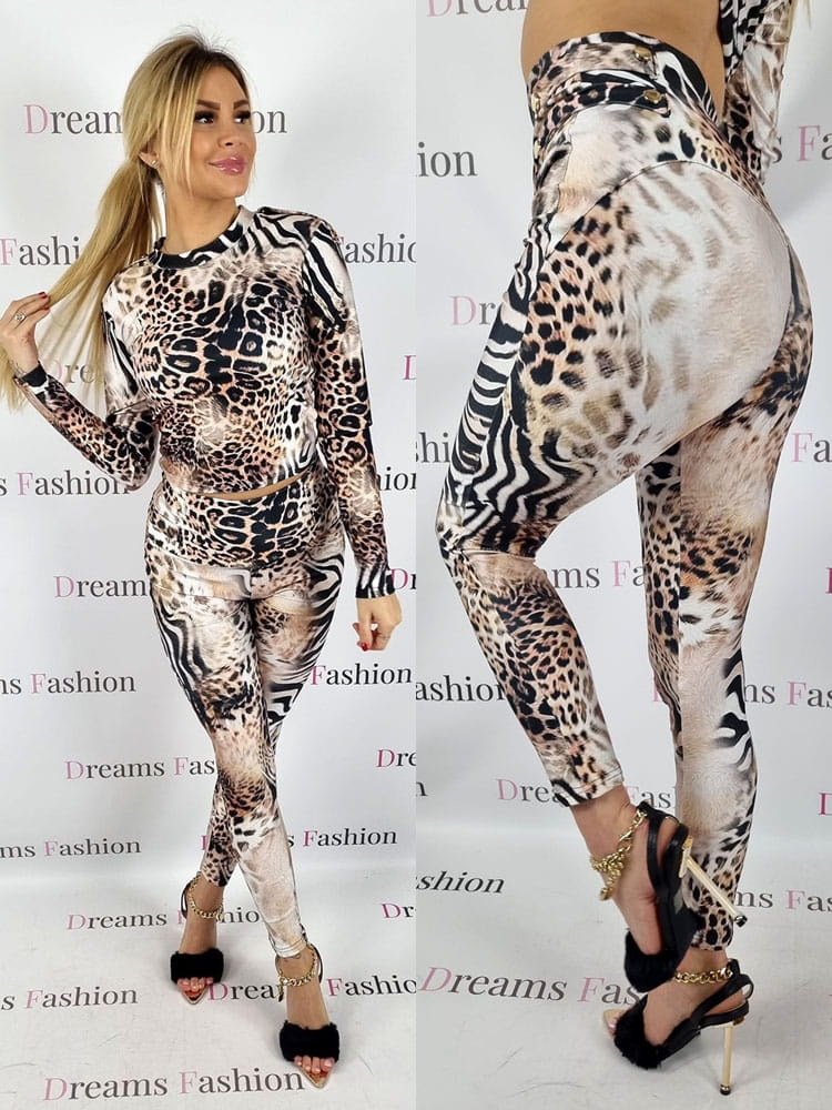 Komplet lycra bluzka + legginsy napy wzór K13