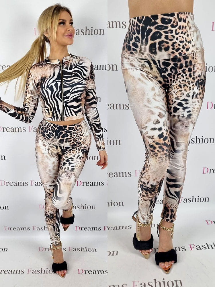Komplet lycra bluzka na zamek + legginsy wzór K16