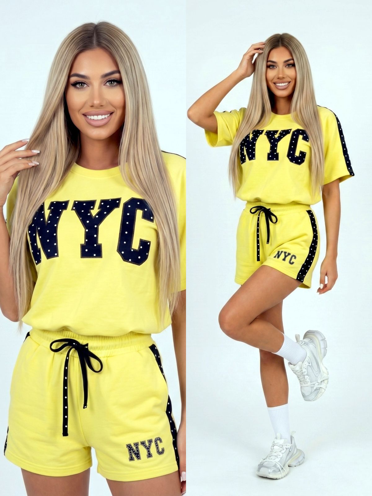Komplet bawełniany NYC żółty